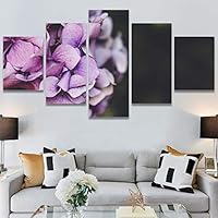 SIGNWIN 5 Panel Canvas Wall Art Purple Petal for Home Decorations Ready to Hang - 60