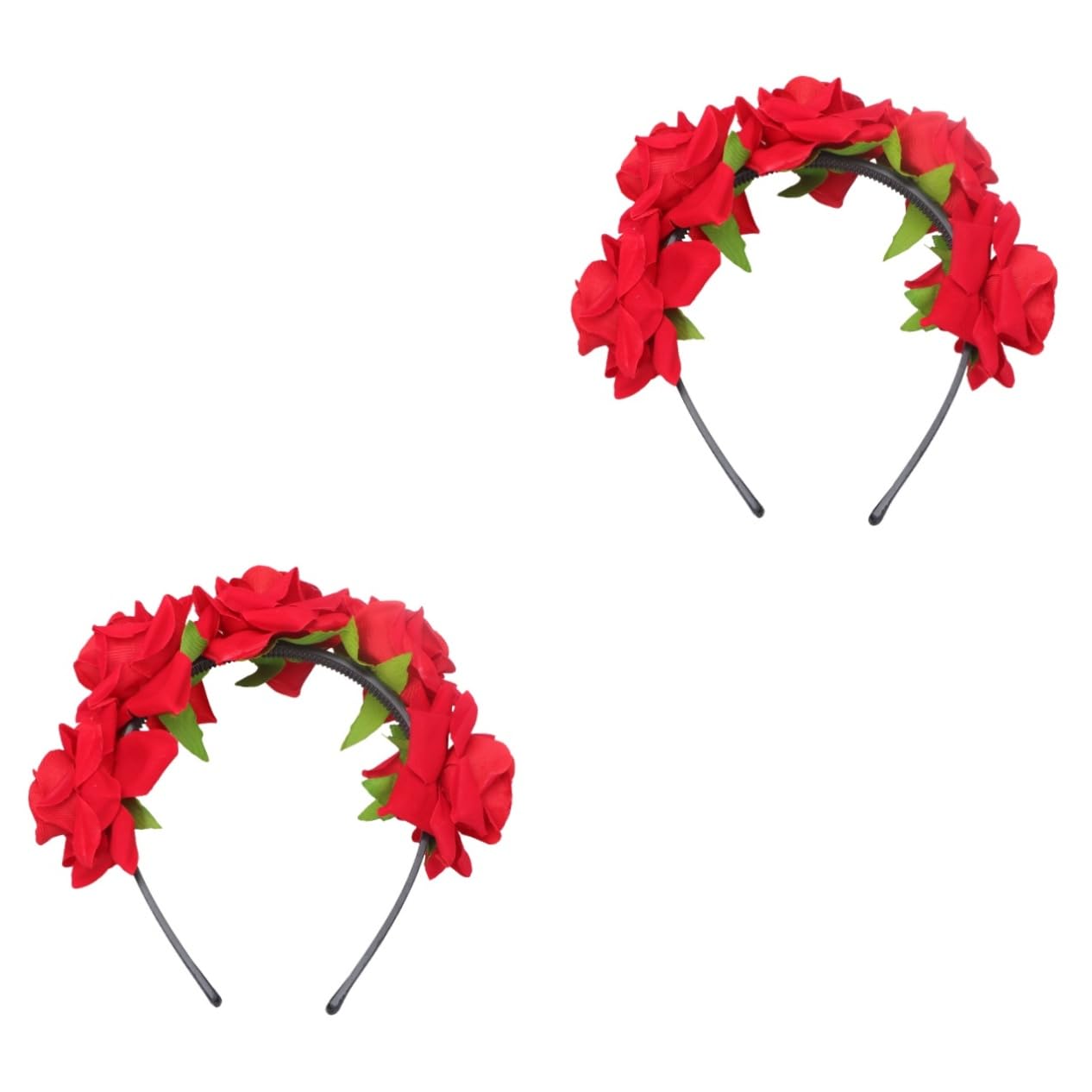 FRCOLOR 2 Piezas diadema creativa artificial flowers hair topper tiaras novia tiaras de novia turbante facial flores boho diadema rosa diademas de tocado de aro de pelo rojo
