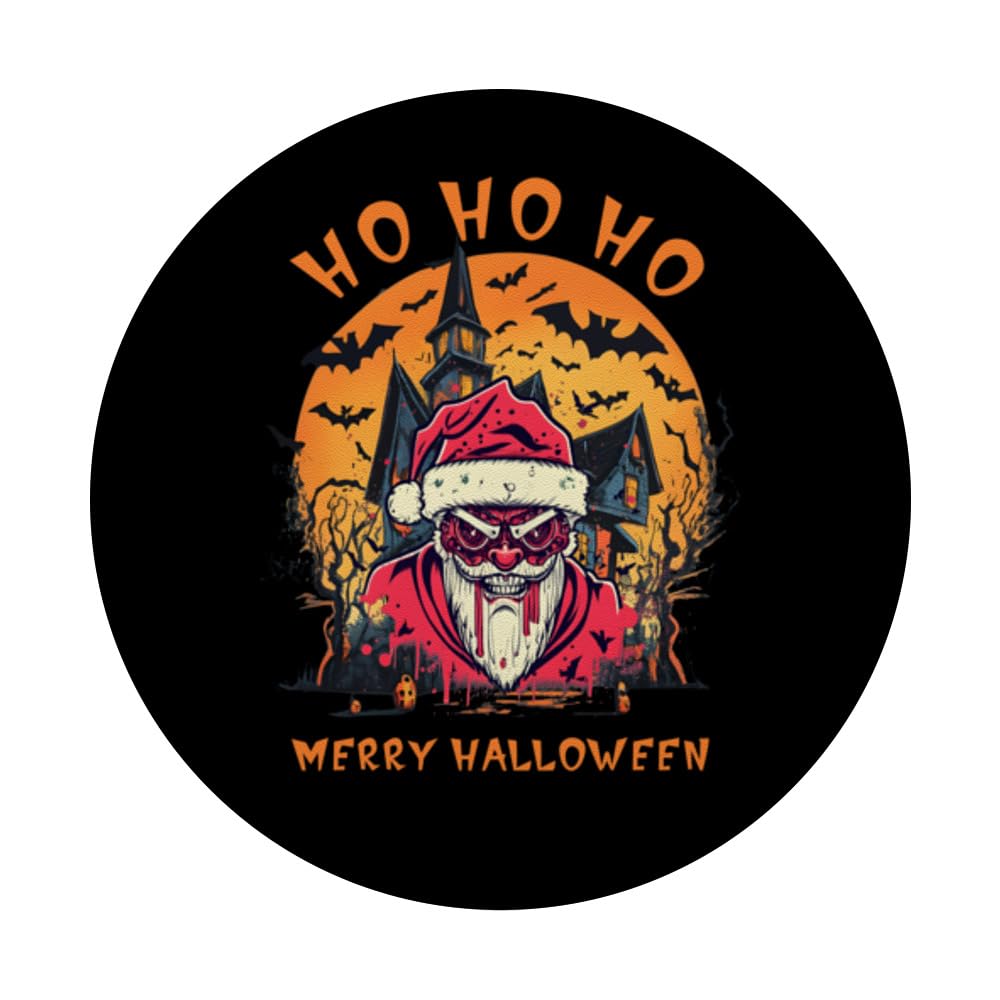 Ho Ho Ho Merry Halloween Santa Horror PopSockets Swappable PopGrip, Black - Image 3