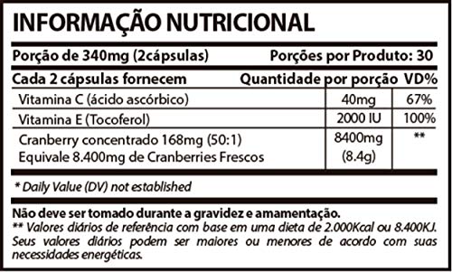 Cranberry Vitamina C Vitamina E Sunfood 60 Cápsulas Kit 2 Unidades