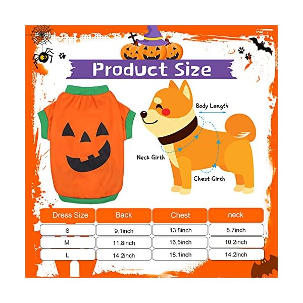 5 pcs halloween dog shirt halloween dog clothes pumpkin ghosts skeletons pet costume printed funny scary dog apparel halloween party cosplay supplies for pet dogs, cats - image 3