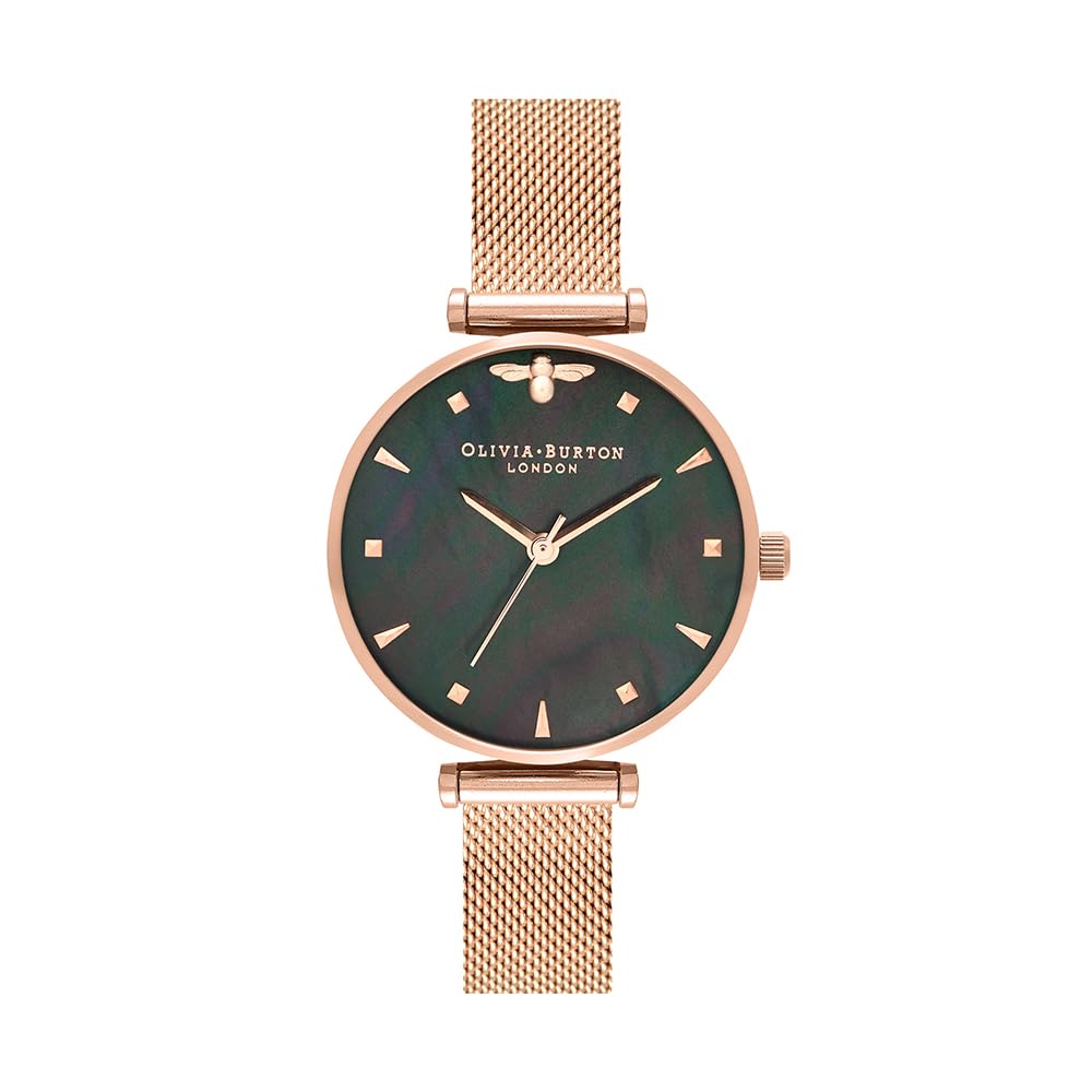 Analogue Quartz Watch for Women Queen BEE Collection with Rose Gold Colored Stainless Steel Mesh Bracelet - OB16AM145