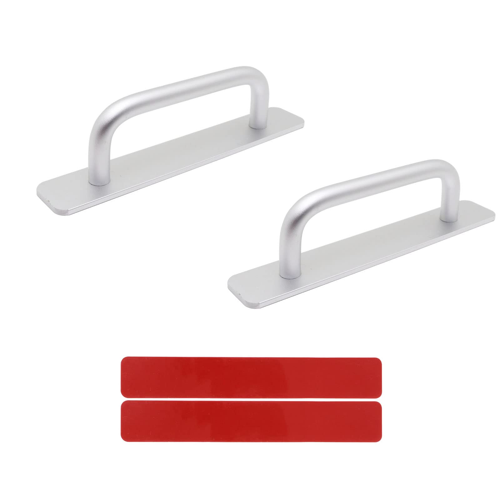 SWZHAI 2 Pcs 6 Inch Self Stick Cabinet Handles Adhesive Door Handle, No Drill Cabinet Pulls Aluminum Alloy Push Pull Door Handles, Kitchen Handles Drawer Pull for Cupboard Sliding Closet (Silver)