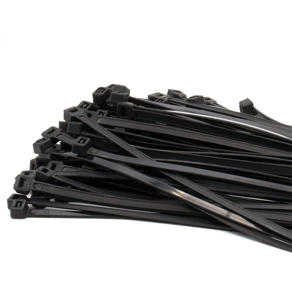 100 bridas de nailon con cierre automático, 4,8 mm, color negro y blanco (4,8 x 150 negro)