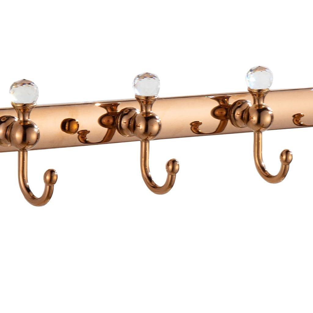 Zhouxiao Rose Gold Coat Rack Wall Mounted With Hooks, Modern Heavy Duty Coat Hook Rail, Robe And Towel Hooks Rack For Bathroom, Entryway, Mudroom, Hats 6Hook