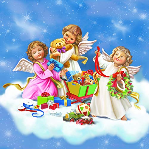 Lot de 20 serviettes en papier en forme d'ange avec jouets - Décoration de table 33 x 33 cm