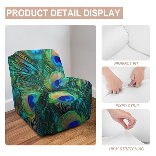 Housse de fauteuil extensible paon : solution pour rénover et protéger un meuble - 5