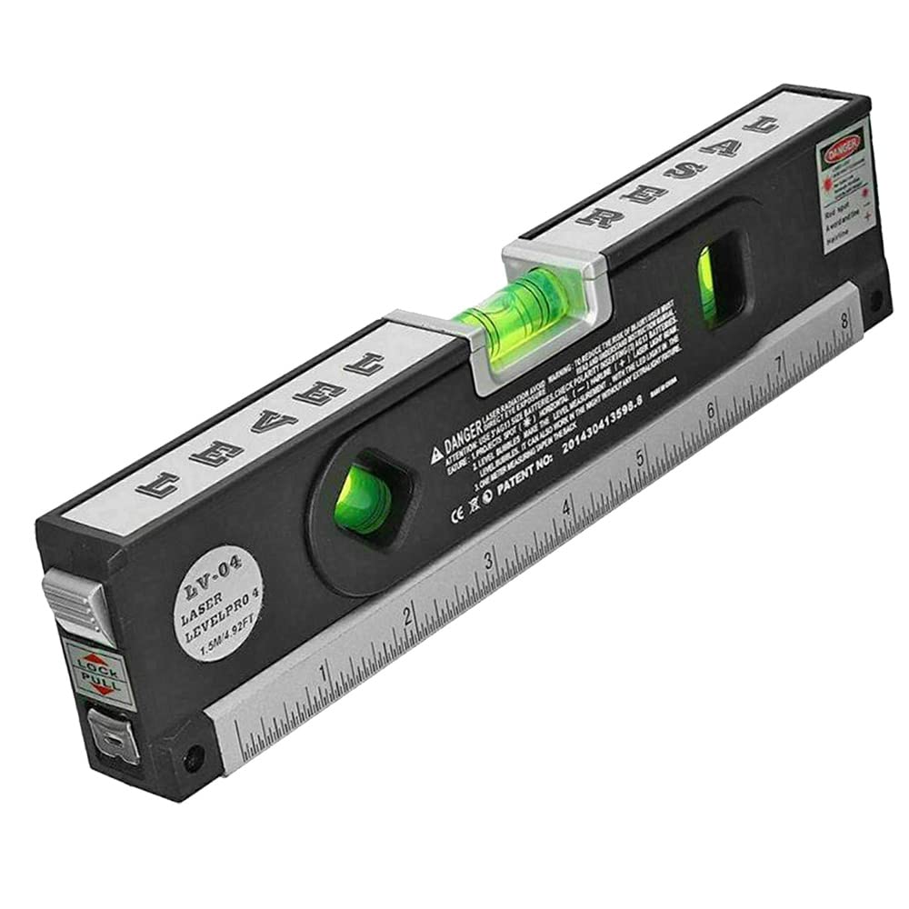 Taha Red Taha® Tape Measure Multipurpose Diy Spirit Level With Laser Horizontal Cross Rule Tool