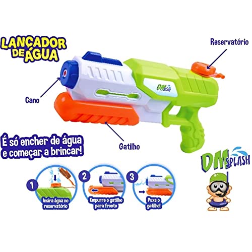 Lançador De Água Dm Splash Brinquedo Infantil Azul Menino Grande Com Reservatório +6 Anos Diversão