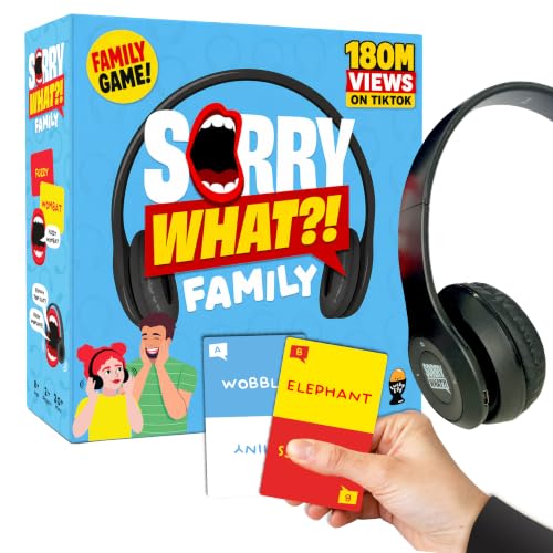 Lucky Egg Sorry What - Lip Reading Friends Party Game Based On The Headphone Challenge TikTok Trend - 2+ Players 40 000 Funny Word Phrase Combinations Card Game for Friends (Family Edition)