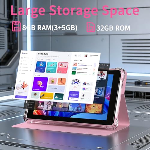 Image of ATOZEE 7 Inch Android Tablet with Case, Android OS Tablet PC, 32GB ROM+ 8GB RAM Tabletsa Quad-Core Processor Android Tableta pc Dual Camera,5G WiFi 6, BT Computer Tabletas,mini Tablets (Pink)