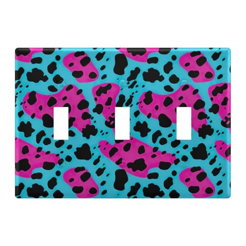 Light Switch Cover Blue Purple Black Point Wall Plates for Electrical Outlets 3 Gang 202a8542