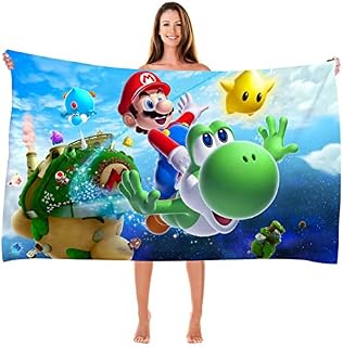 Bonamana Beach Towel Super Mario Bros 3D Print for Kids Pool Towel Children's Bath Sheets Ultra Soft Super Absorbent Durability Beach Sauna Bathroom Face Towels Teens Adults Daily Use Blue