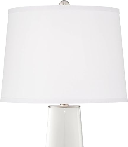 Miniatura 3 de Color + Plus Leo - Juego de 2 lámparas de mesa auxiliares modernas de 29 12 pulgadas de alto, acabado blanco de invierno, pantalla de tela de