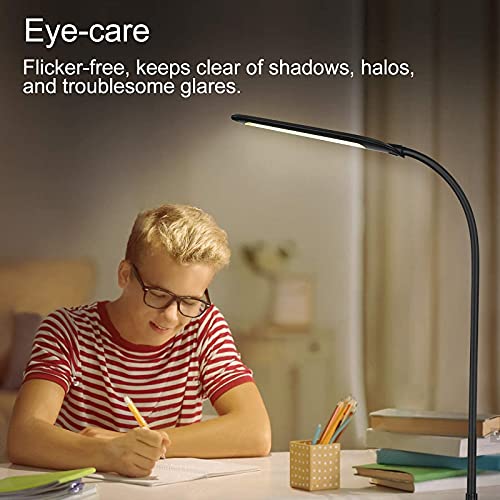 Hailoly Led Desk Lamp With Clamp, 9W Gooseneck Lamp With Usb Port, Black Office Lamp Switch Control, Tall Study Lamp Dimmable, Bright Desk Lamps For Home Office #TOP3