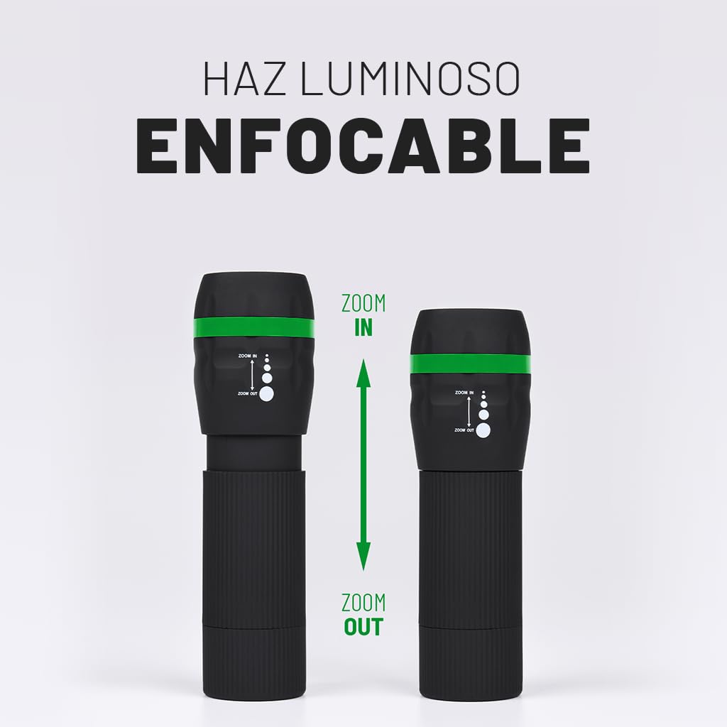 ABSINA 2x mini linterna LED con batería - Linterna niños con 60 lúmenes & 110m de alcance - Linterna infantil para niños y niñas, foco ajustable, incluye batería - Linternas pequeñas