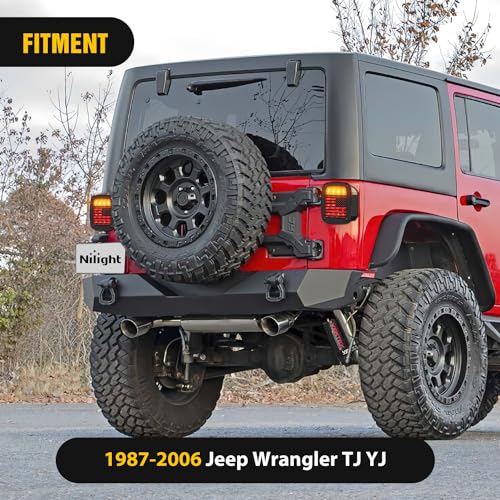 Image of Nilight Tail Light Covers for Wrangler TJ YJ | for 1987-2006 Wrangler TJ and YJ Models, Matte Black Finished Exterior Accessories, 2PCS Taillight Protectors