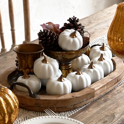 Osfvn Pumpkin Decor White Set of 12 Harvest Thanksgiving Fall Decoration - image 4
