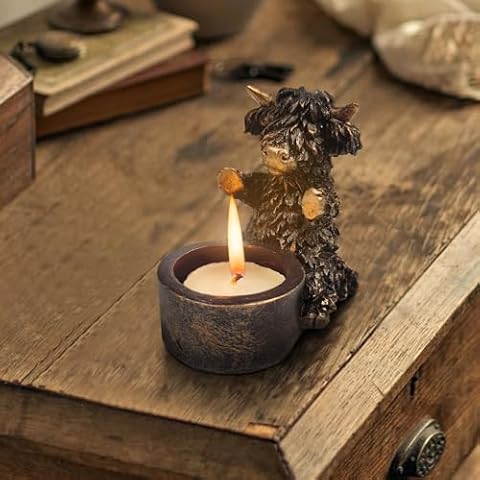 Candle Holder for Pillar Candles, Handmade polyresin Black Candlestick Holders, Cute Yak Decorative Candle Stick Holder for Dinning Table Centerpieces, Gift for Yak Lover Choice Christmas Decorations Cover