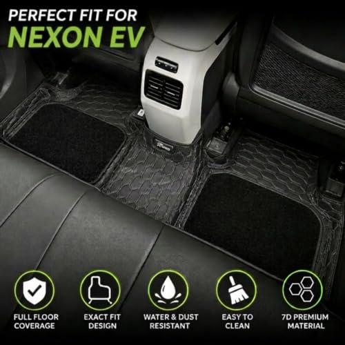 Image of EV MASTER 7D Car Floor Mats for Tata NEXON EV Hybrid (2026 Onwards) Complete Set | Waterproof | Anti-Slip | Luxury Premium Car Mat | Full Coverage | Custom Fitted Car Foot Mats