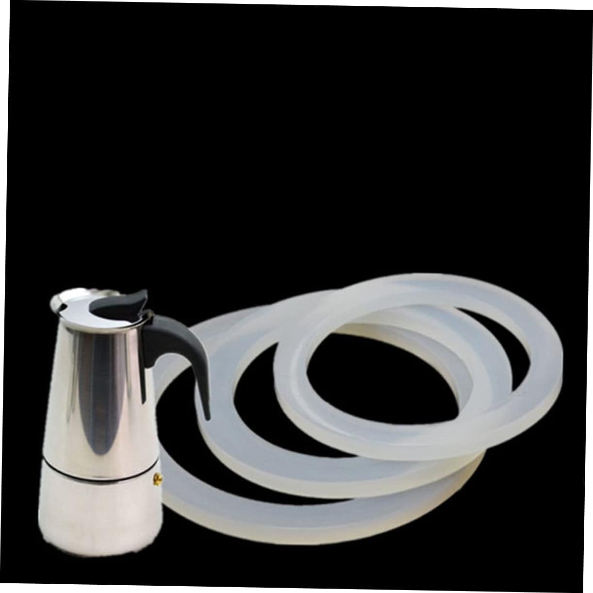 5 Pcs Silicone Gasket Rings for Coffee Bottle, White Replacement Seals image 4