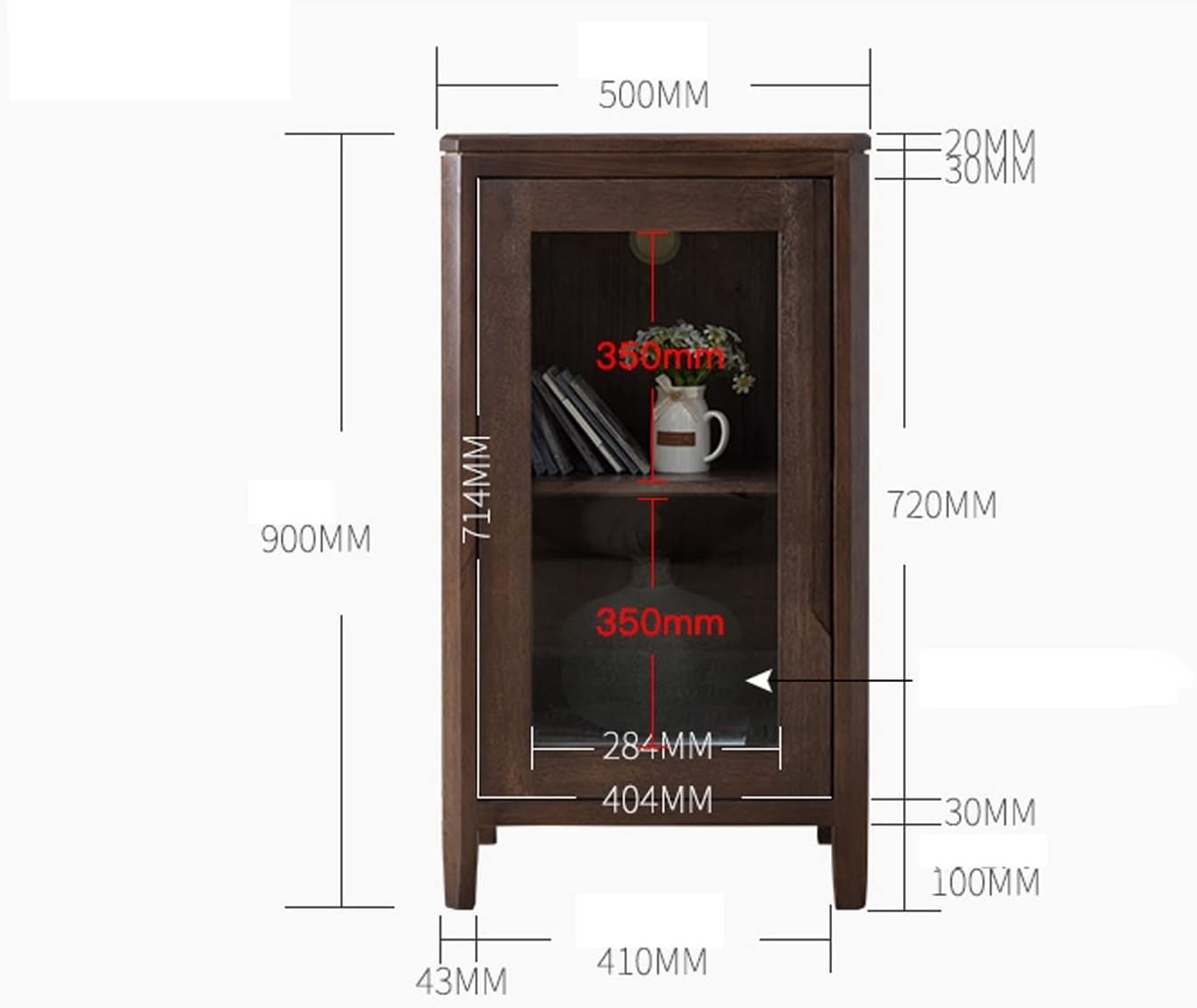 Cantinetta portabottiglie in legno con anta in vetro, 50 x 39,9 x 89,9 cm