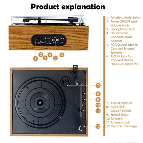 TAISK Tourne-Disque Bluetooth à 3 Vitesses entraîné par Courroie, Tourne-Disque Vinyle Vintage intégré stéréo Vie… - Les Beatles, Paul McCartney, John Lennon, RIngo Starr, George Harrison TAISK Tourne-Disque Bluetooth à 3 Vitesses entraîné par Courroie, Tourne-Disque Vinyle Vintage intégré stéréo Vie… – Image 6