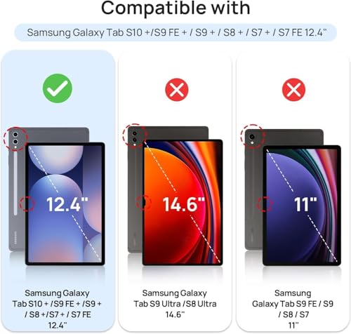 Gerutek Case for Samsung Galaxy Tab S10+/S9 FE Plus/S7 FE/ S9 Plus/S8 Plus/S7 Plus, Samsung S10 Plus Case Shockproof Rugged with 360 Rotating Stand/Hand & Shoulder Strap Cover Tab S10 Plus,Black