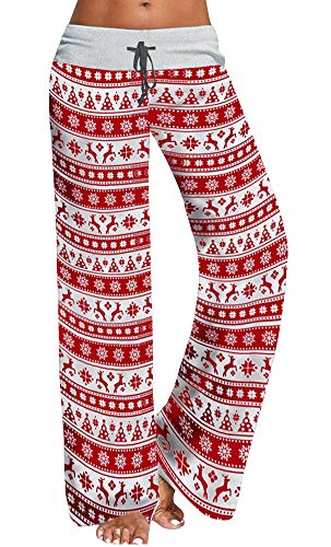 Image of AMiERY Women's Comfy Casual Pajama Pants Floral Print Drawstring Palazzo Lounge Pants Wide Leg