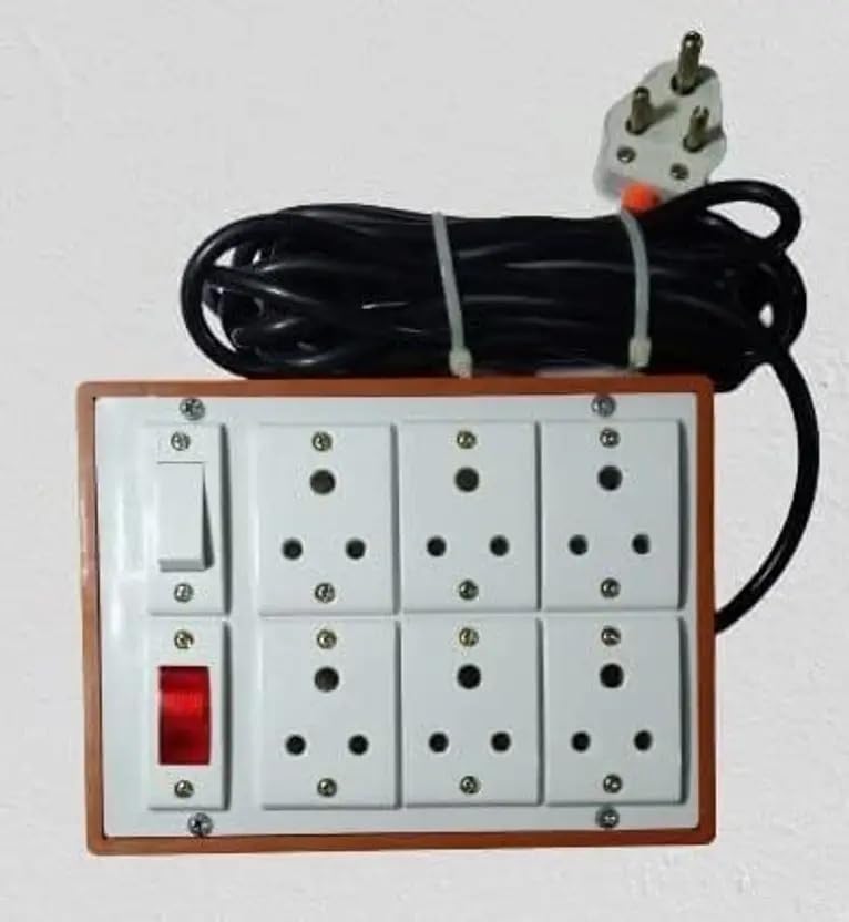 Extension Board Heavy Duty 6 Anchor Socket | 1 Switch 1 Indicator 3-Pin Plug Heavy Duty 1.5mm Copper Cable 10 Metres Cable-image-49