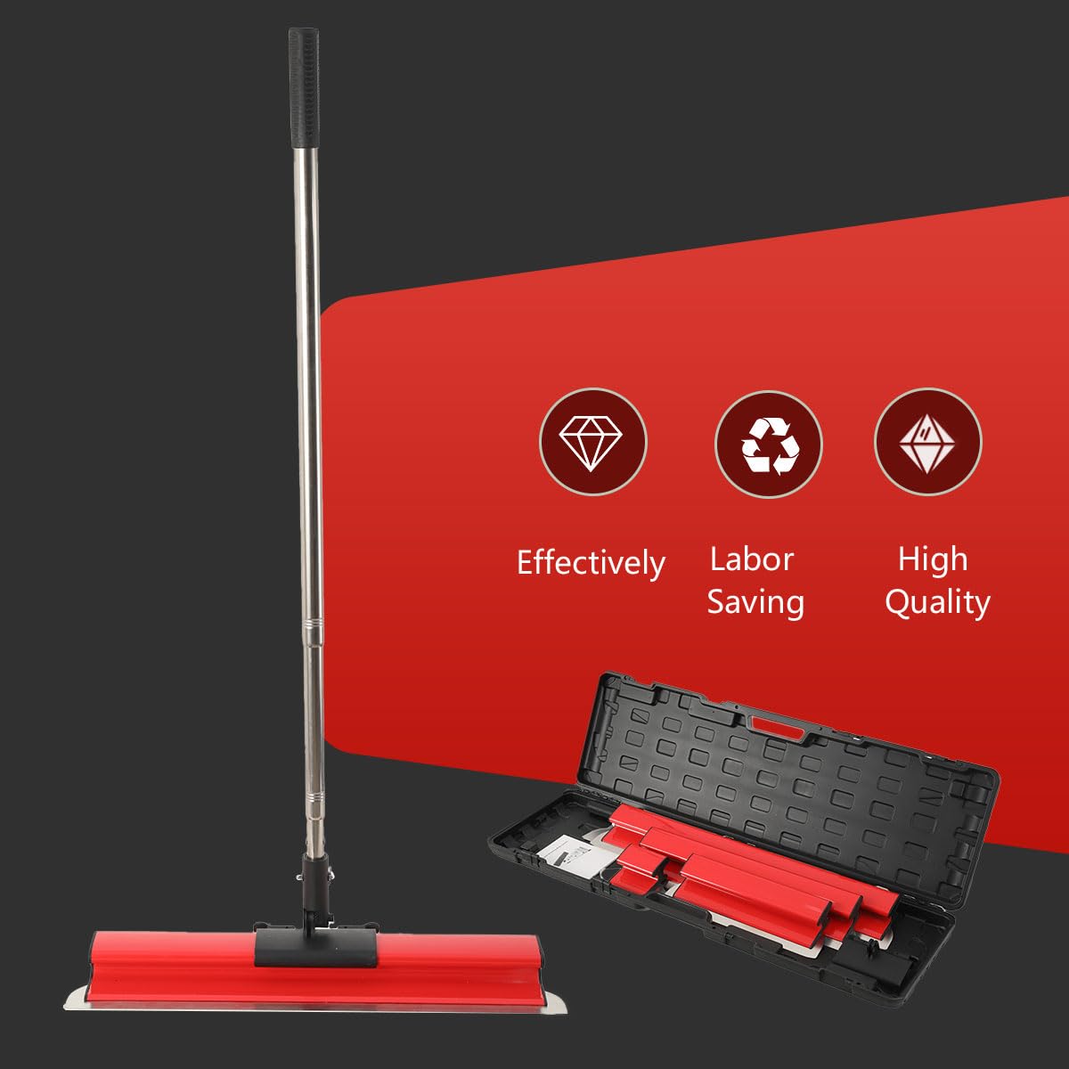 Flächenspachtel Set Profi, Flächenspachtel Spachtel Set 40/60/80cm | Multifunktionsspachtel Trockenbau-Glättmesser mit 0.9-2M Lange Teleskopstange für Verputzen von Decken und Wänden