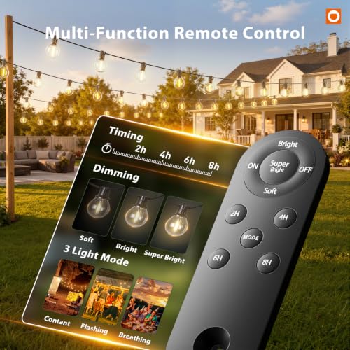 addlon 100FT 54LED Solar String Lights Outdoor Waterproof with Remote USB - image 3