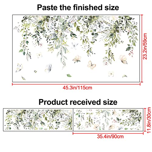 Vinilo decorativo hojas verdes para pared 12x35 pulg. miniatura 2