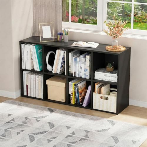 Lukzer 8-Shelf Engineered Wood Bookshelf Storage Organizer | Open...