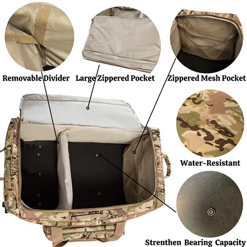 Mountain Land 117 Liter 32 Inch Mini Monster Multicam Tactical Wheeled Deployment Trolley Duffel Bags Multi Cam One Size