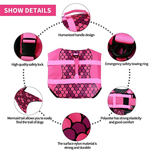 Afr&Rf Dog Life Jacket Adjustable Pet Vest With Mermaid Design Handle At Swimming, Pool, Beach, Boating For Small Medium Large Dogs,Gray,Xs #TOP4