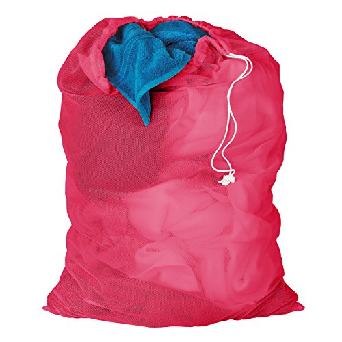 Honey-Can-Do LBG-01643 Mesh Laundry Bag with Drawstring, Pink, 25-Inches L x 36-Inches H