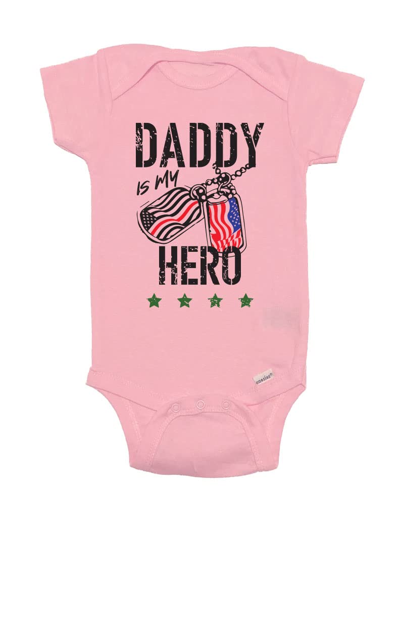 TeeNow - Daddy Is My Hero (Custom Color All Branches) - US Military Inspired Baby Infant Bodysuit - Boy/Girl