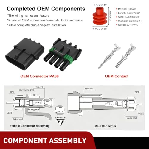 Image of Nilight 284PCS 1 2 3 4 Pin Waterproof Automotive Electrical Connector Kit | Quick Connect and Disconnect Male Female Pin 20-16AWG Terminal Wire Connectors for Car Truck Motorcycle Marine Boat - 26 Kits