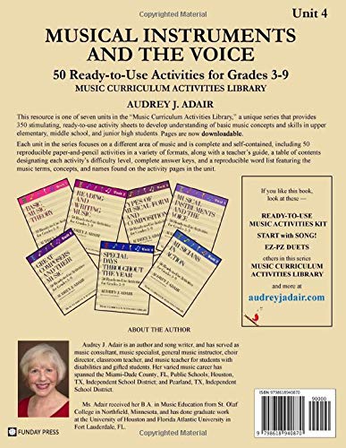 Musical Instruments and the Voice: 50 Ready to Use Activities for Grades 3-9 (Music Curriculum Activities Library, Unit 4) image 2