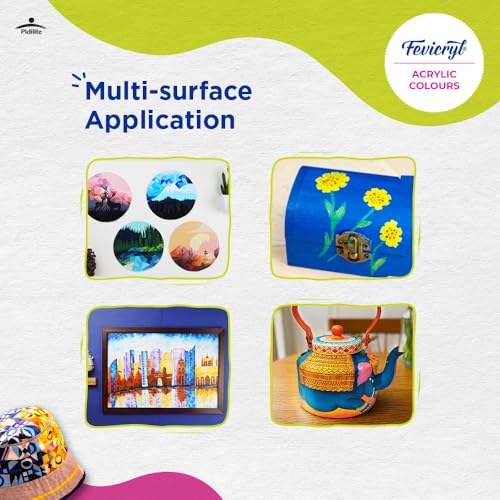 Fevicryl Acrylic Colours Sunflower Kit | 10 Colours x 15 ml | DIY Paint, Rich Pigment | Multicolour & Multi-surface | Non-Cracking Paint for Canvas, Wood, Leather, Earthenware, Metal (Image - 4)