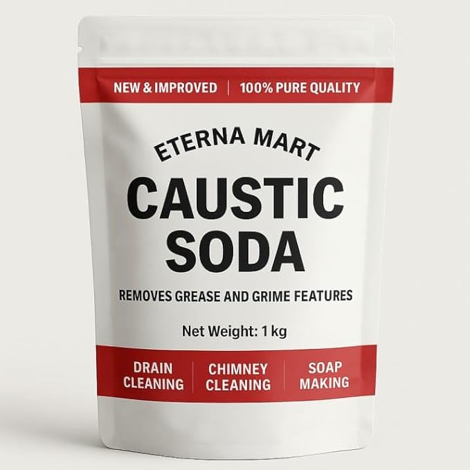 Caustic Soda Flakes – 1kg | Powerful Cleaner for Drains, Chimneys & Soap Making, Instant Drain & Chimney Cleaning – Powerful Blockage Remover,...
