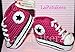 Patucos para bebé de crochet, Unisex. Estilo converse all star, de color Rosa frambuesa, 100% algodón, tallas de 0 hasta 12 meses, hechos a mano en España. Regalo para bebé.