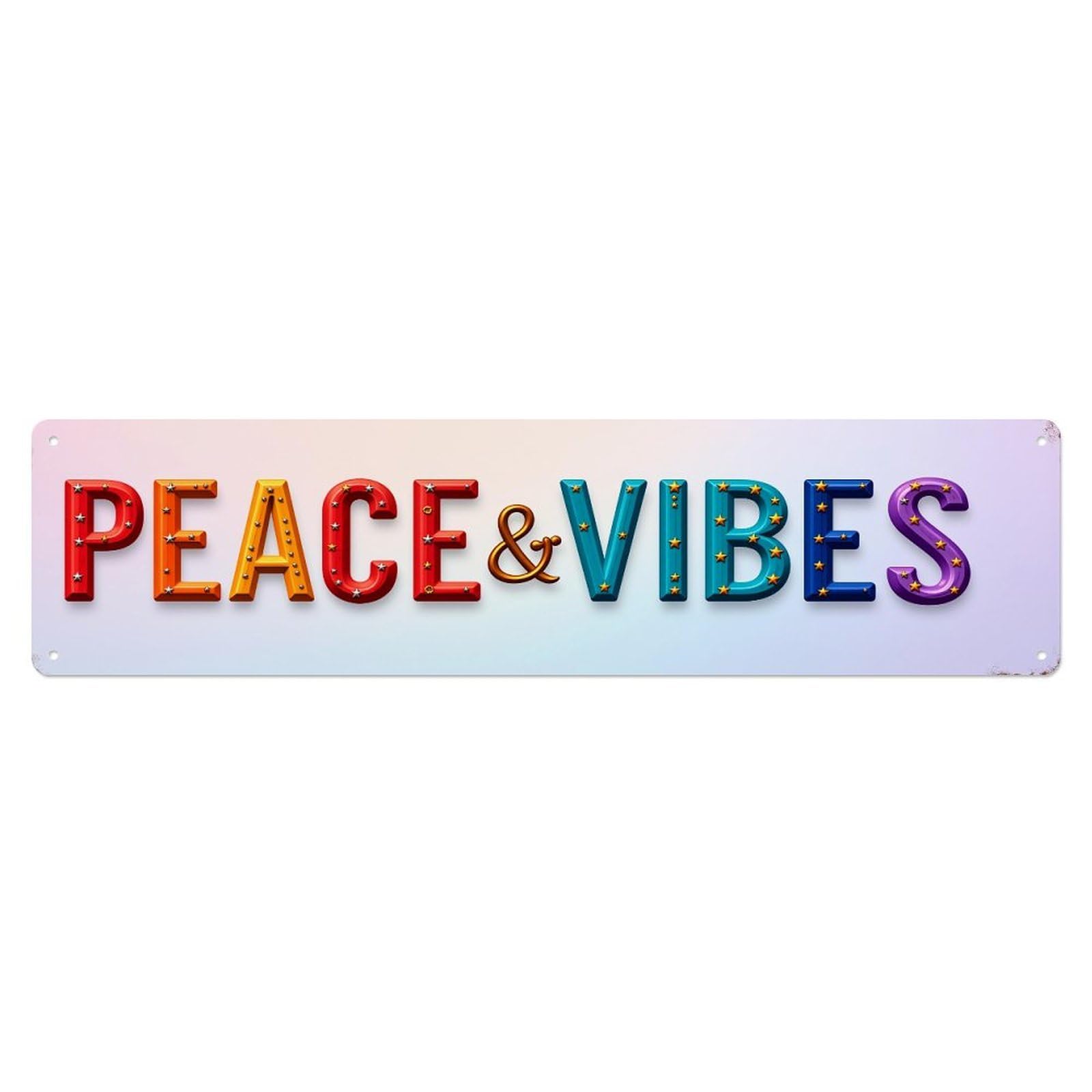 Peace And Vibes Pattern Print Vintage Tin Sign Retro Metal Wall Decor Metal Poster, Home Bar Garage Farmhouse Cafe Wall Art Decoration 4x16Inch