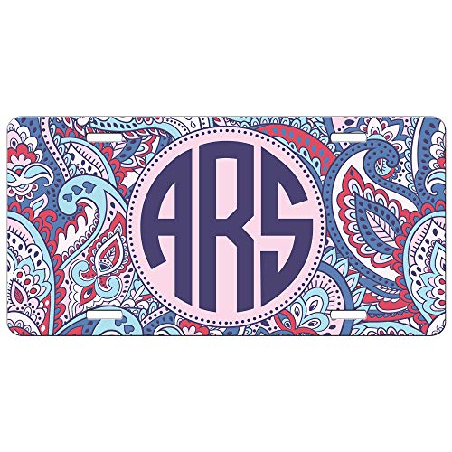 Simply Customized Personalized License Plate Monogram Summer Pink Purple Paisley License Plate Car Auto Tag Aluminum PLP