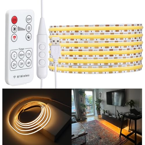 LEDSONLINE LED Strip Lights COB 5V 6.56ft 2m 960led Dotless 10W 800lm CRI Score 95 USB-Powered...