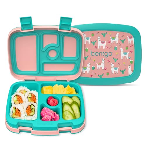 Bentgo Kids Prints Leak-Proof, 5-Compartment Bento-Style Kids Lunch Box - Ideal Portion Sizes for Ages 3-7, Durable, Drop-Proof, Dishwasher Safe, &...