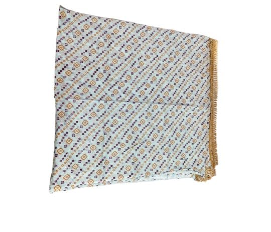 Image of Women's Dupatta with Geometric Diamond Pattern | Light Blue | Gold and Purple