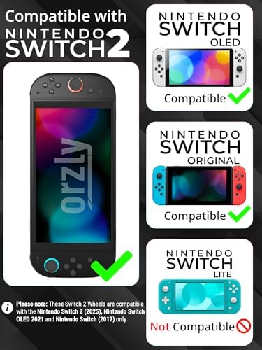 Orzly Racing Steering Wheels Compatible with Switch 2 (2025 Console) – Party [Pack of 4] Joy-Con Controller Attachments for MarioRacing Games (2 Black, 1 Blue, 1 Red) Gift Boxed