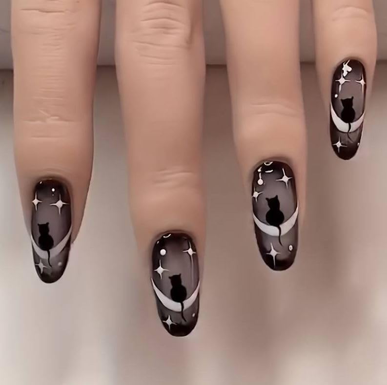 Image of Fashionharbour 24 Reusable Artificial Fake Nail Set| Lightweight & Long Lasting| Easy To Use| Quick Fix For Festivals & Special Occasions (w1131)